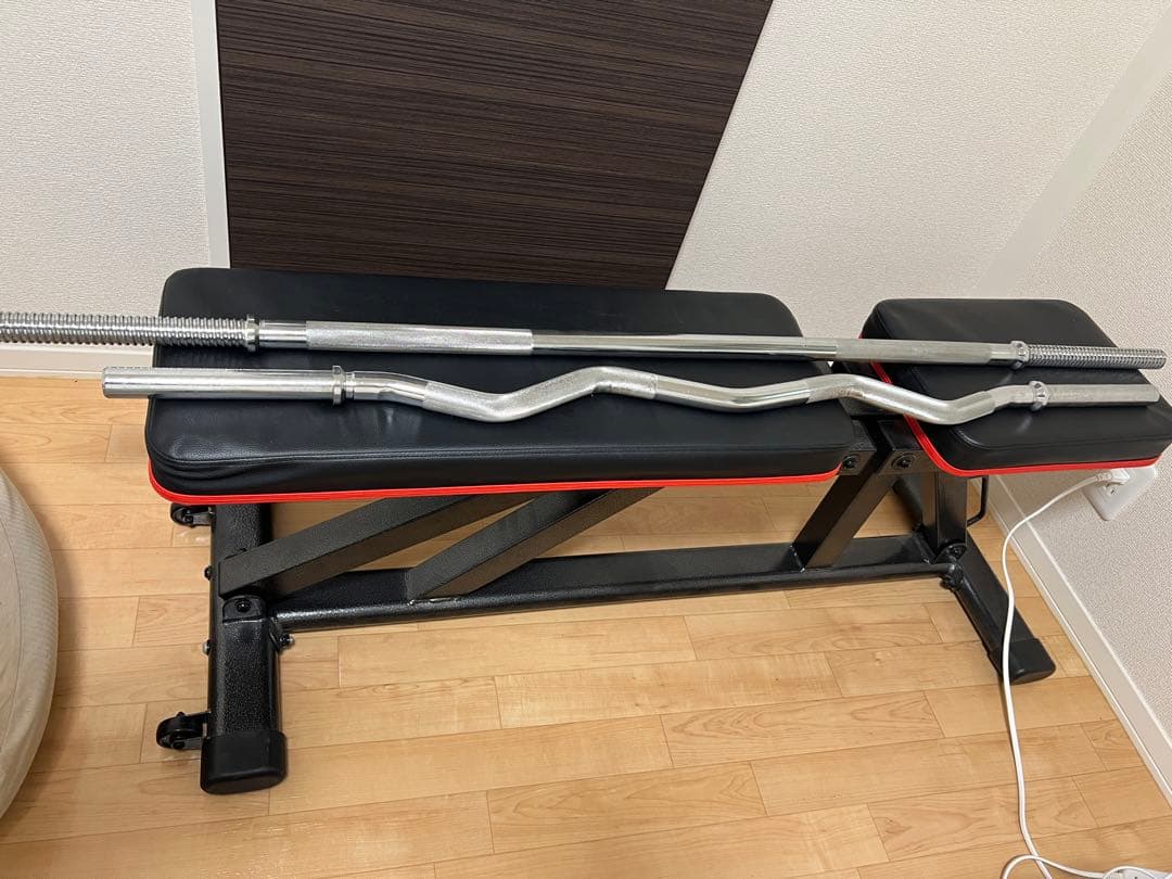 筋トレセット　インクラインベンチ、プレート、シャフト