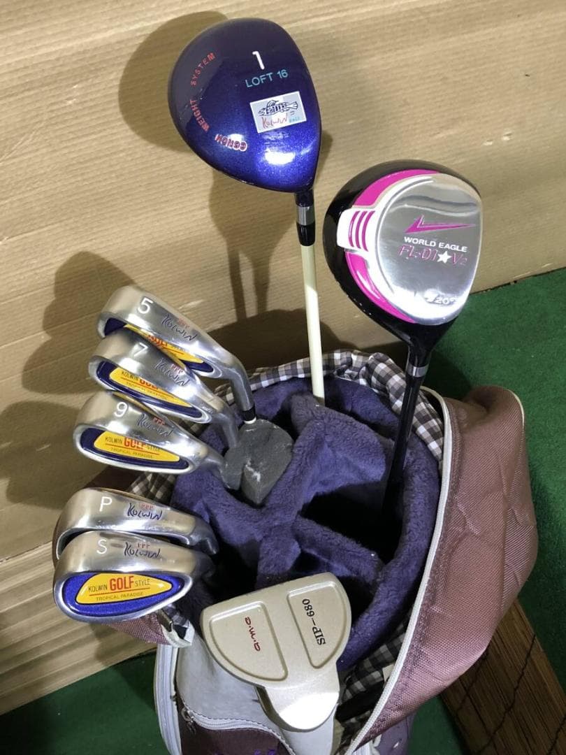 レディース向け「右打ち用」中古ゴルフクラブハーフセット☆コルウィン 混成 8本組