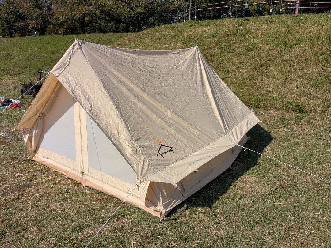 【美品】glamcamp　ツーポールロッジテント　TC素材　グランドシート付き
