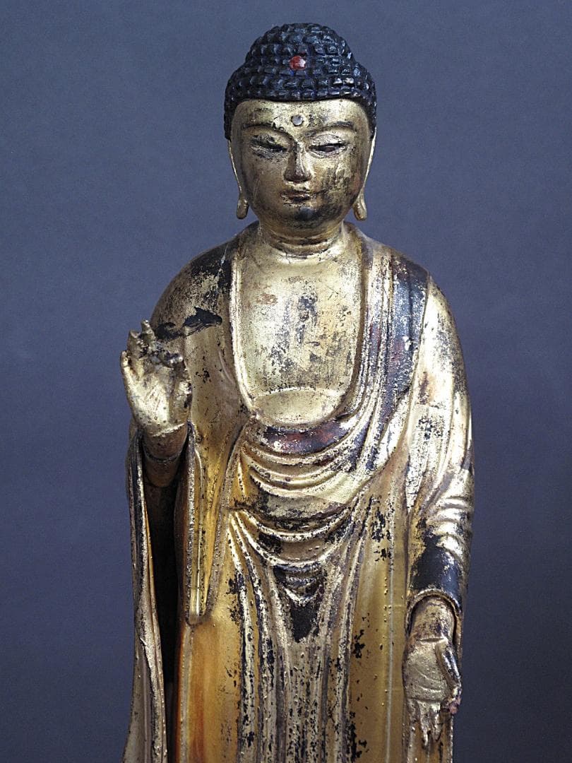 古仏像!!『木造 阿弥陀如来立像』総高27㎝ 像高23㎝