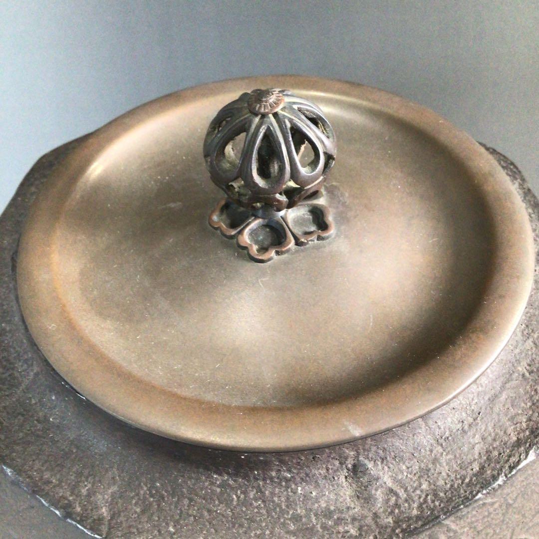 Ｐ４７６　茶釜　『釜師　畠春斎造』『竹紋』『六方翼形釜』　共箱　茶道具
