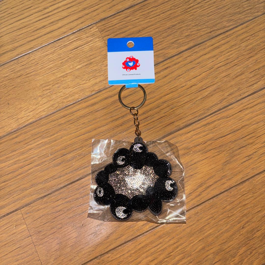 黒 ミャクミャク ラインストーン キーホルダー