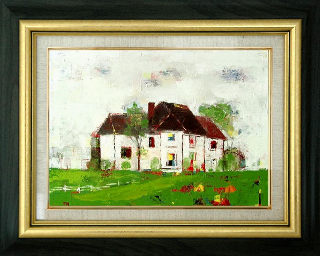 油絵 菅家令子 絵 絵画 インテリア 額付(白) uF6-062203 風景
