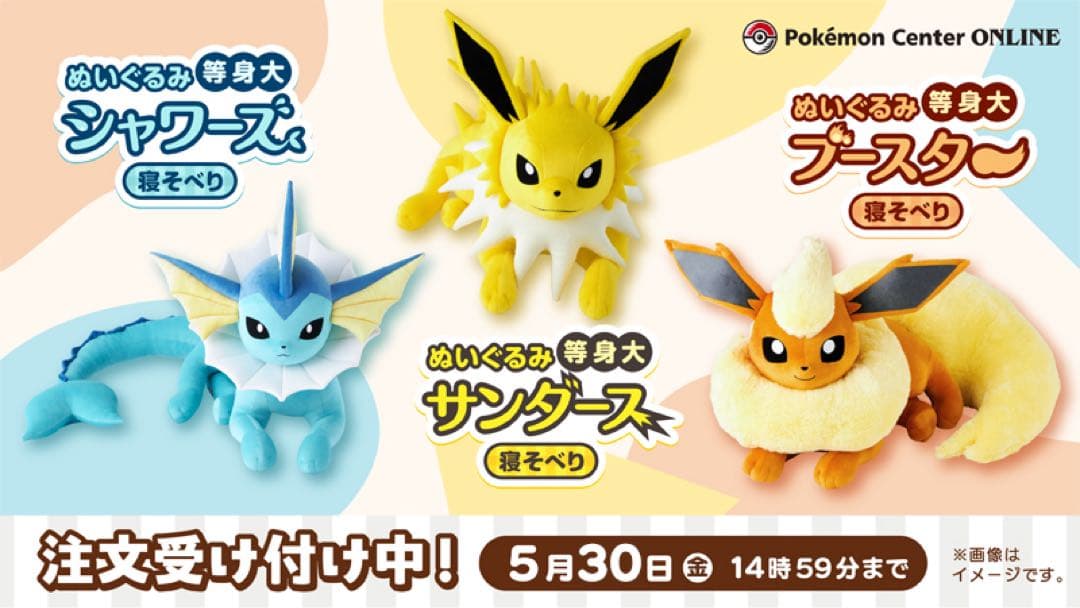 等身大サイズぬいぐるみ【ブースター　シャワーズ　サンダース】3点セット
