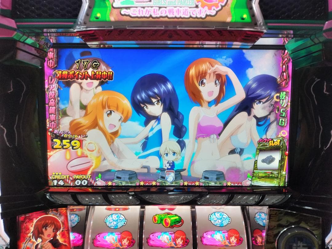 【パチスロ実機】オリンピア★ガールズ＆パンツァーG★オートプレイ付不要機付