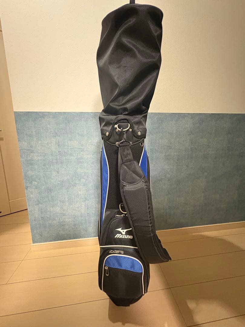 Mizuno キャディバッグ 黒/青　クラブセット　レフティメンズ