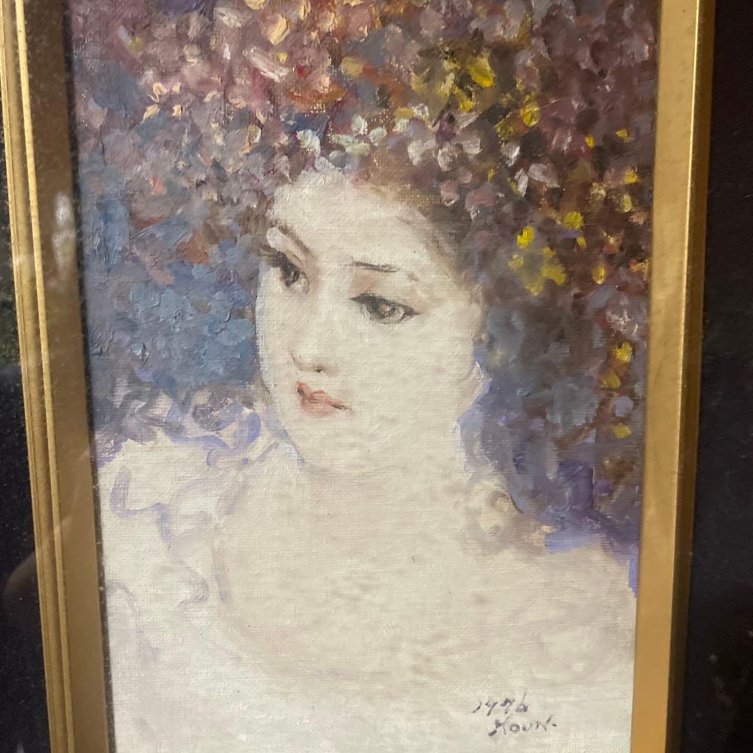 絵画　女性　油絵　直筆の本物です！