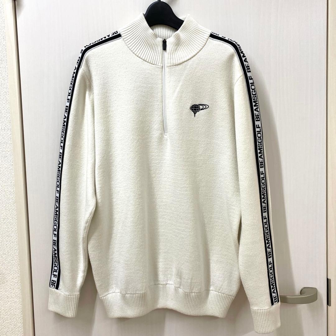 BEAMS GOLF ハーフジップニット オフホワイト