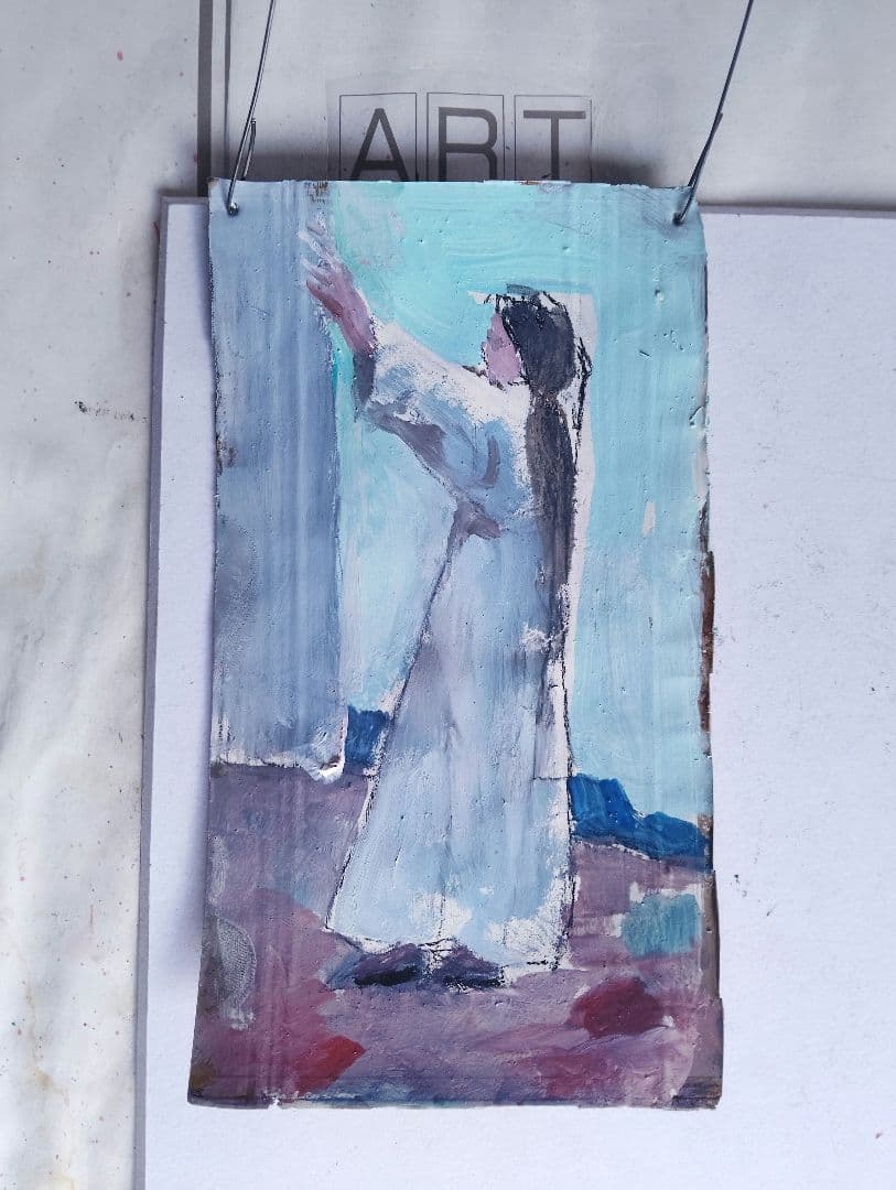 女性の姿 油彩画 小型