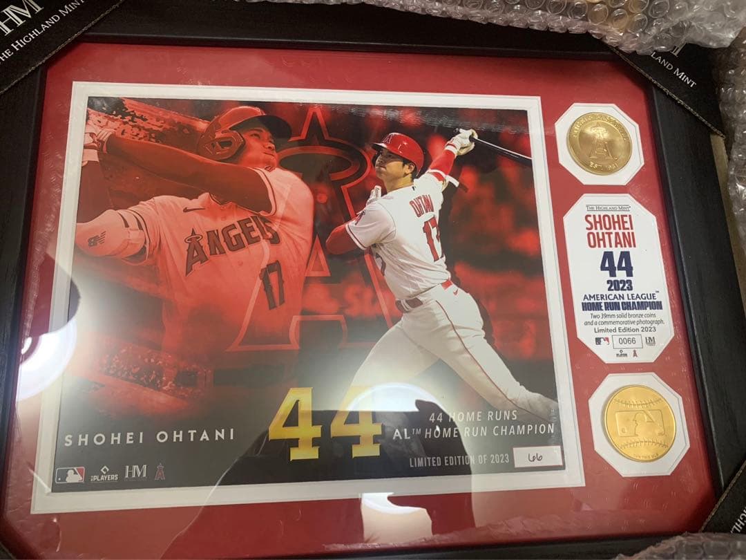 エンゼルス 大谷翔平選手 2023 AL HR王獲得記念ダブルフォトミント