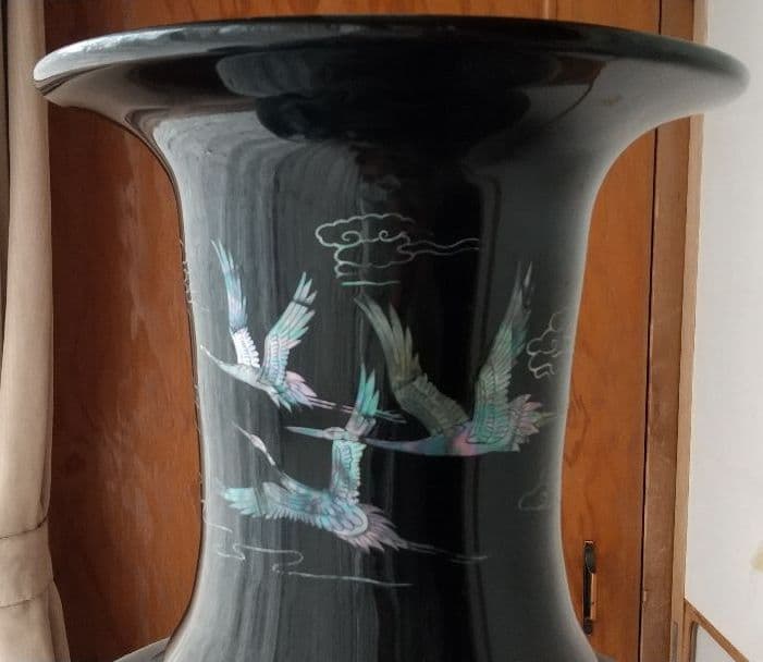 螺鈿細工の特大壺花器