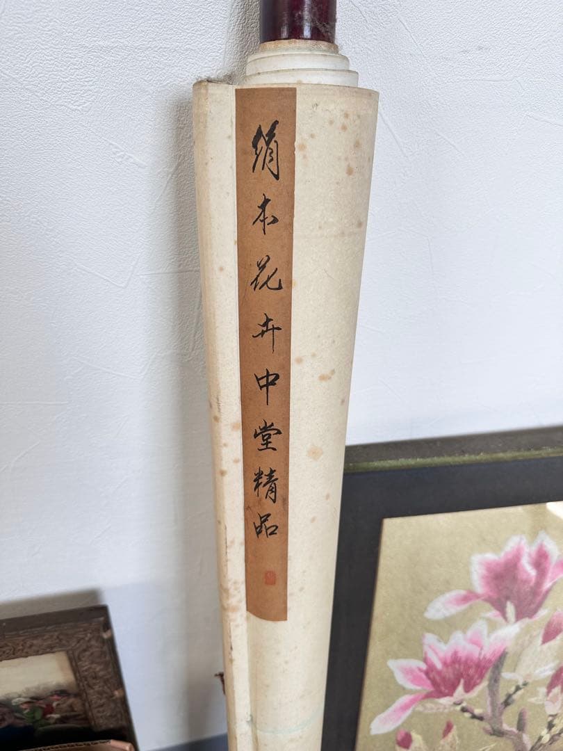 中堂精品 白い花の掛軸