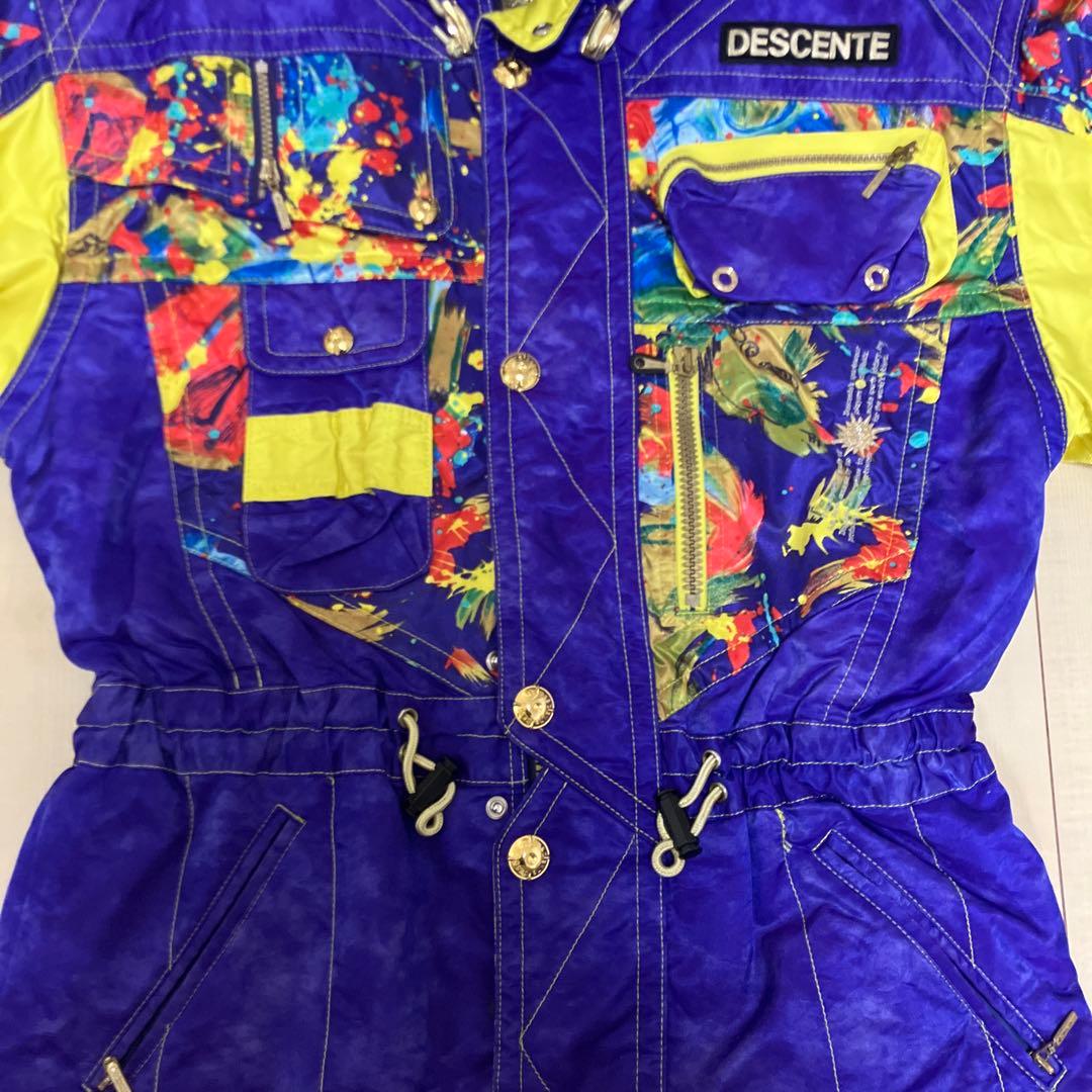 レア★美品★DESCENTE スキースノーボードウェア上下カラフル紫黄色Ｏサイズ