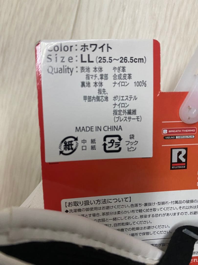 Mizuno スキーグローブ LL ホワイト