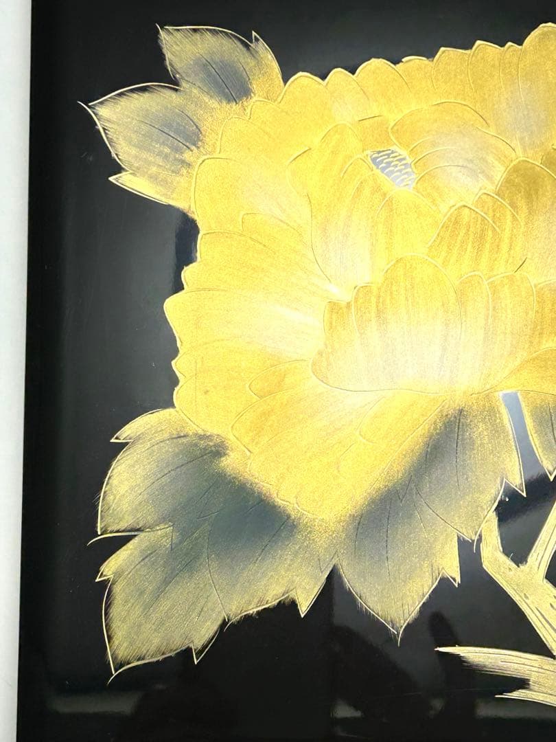 新品レア！松田林山作　漆器蒔絵 重箱 文箱　花模様 黒色