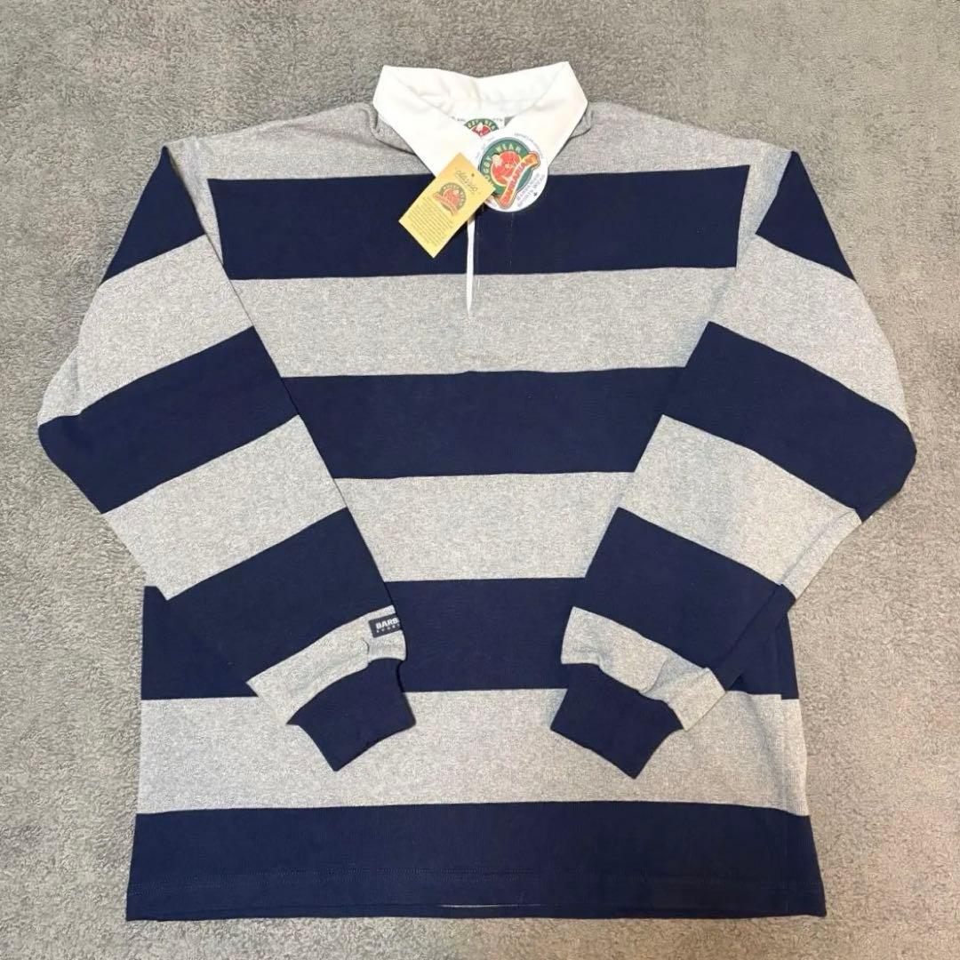 【新品】バーバリアン BARBARINA ラガーシャツ XL グレー ネイビー