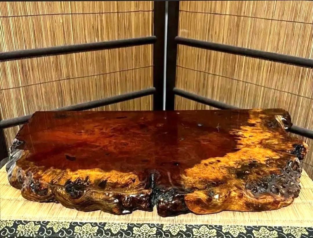 天然時代木 花梨 玉杢 瘤 花台 香台 盆栽台 敷板 約54㎝