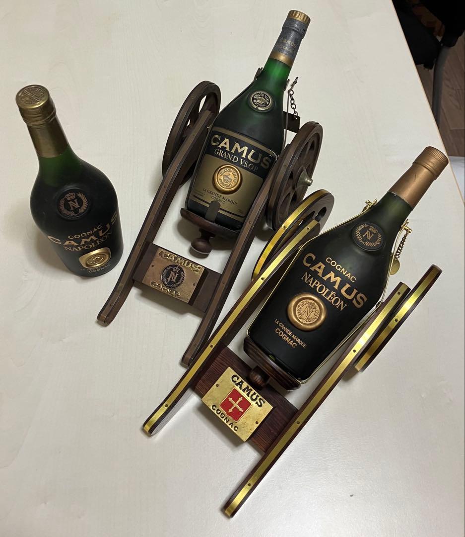 未開詮/CAMUS カミュナポレオン コニャック 木製スライダー付き3本セット