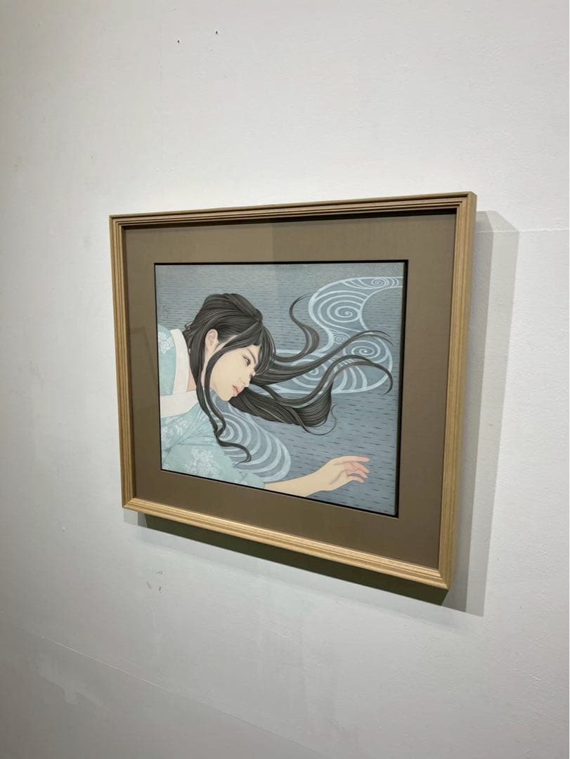 宮﨑優「生流」日本画 共シール付き 額装