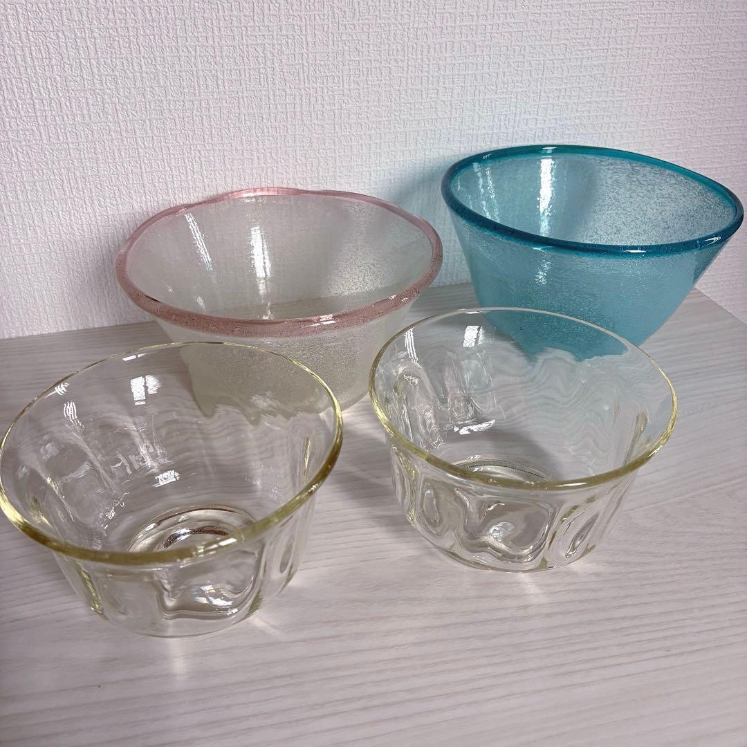 51【倉敷ガラス】小谷眞三 ピンクフチ泡大鉢