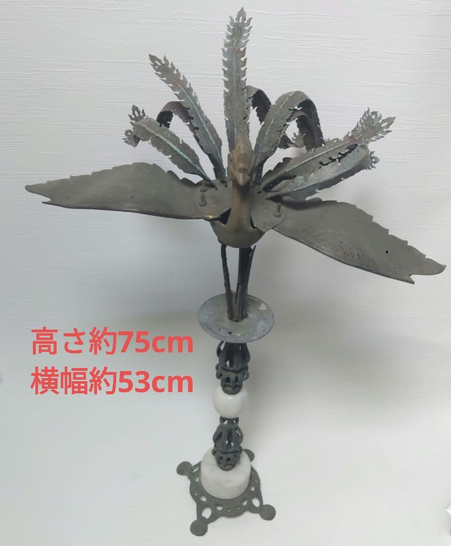 神輿　鳳凰　銅製　ランプ台　時代物　金属工芸　アンティーク　ミ10