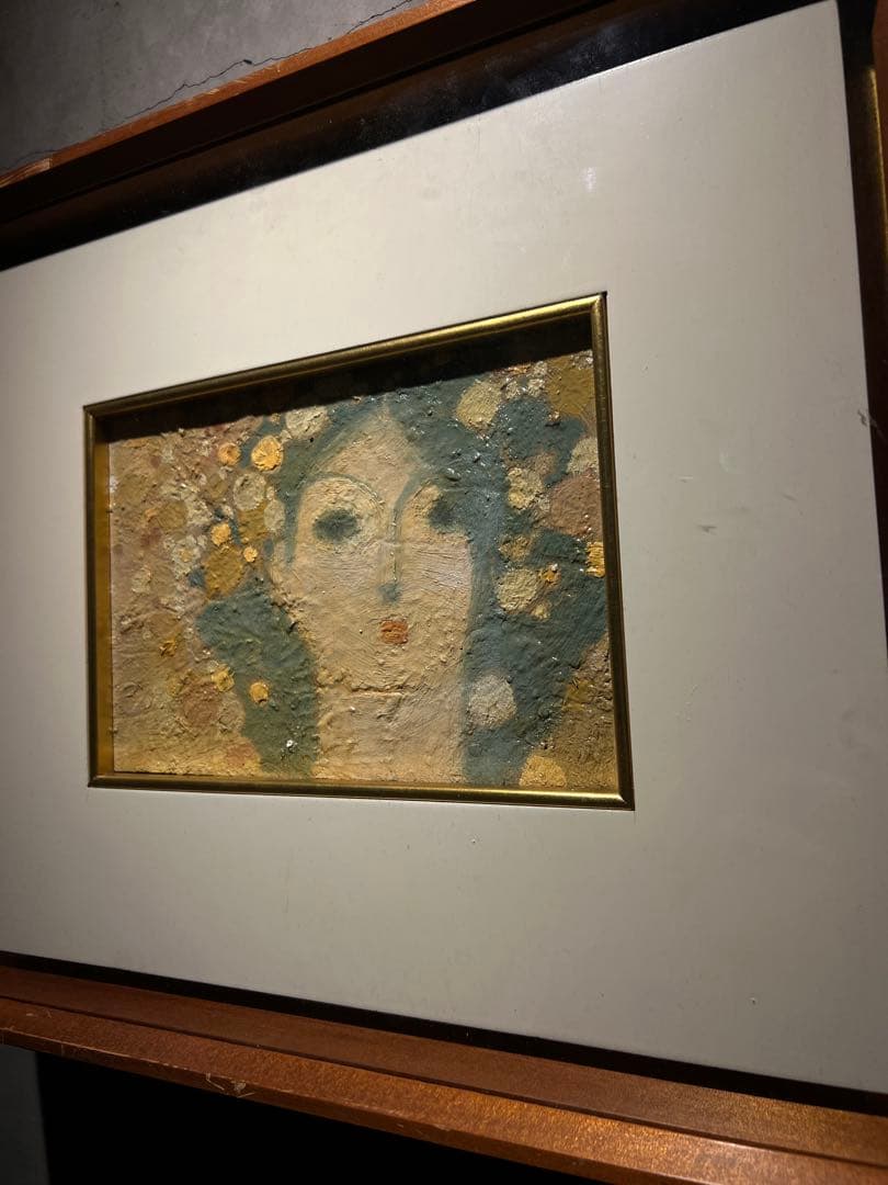 専用他の方発送×油彩画 女性の顔 木製フレーム