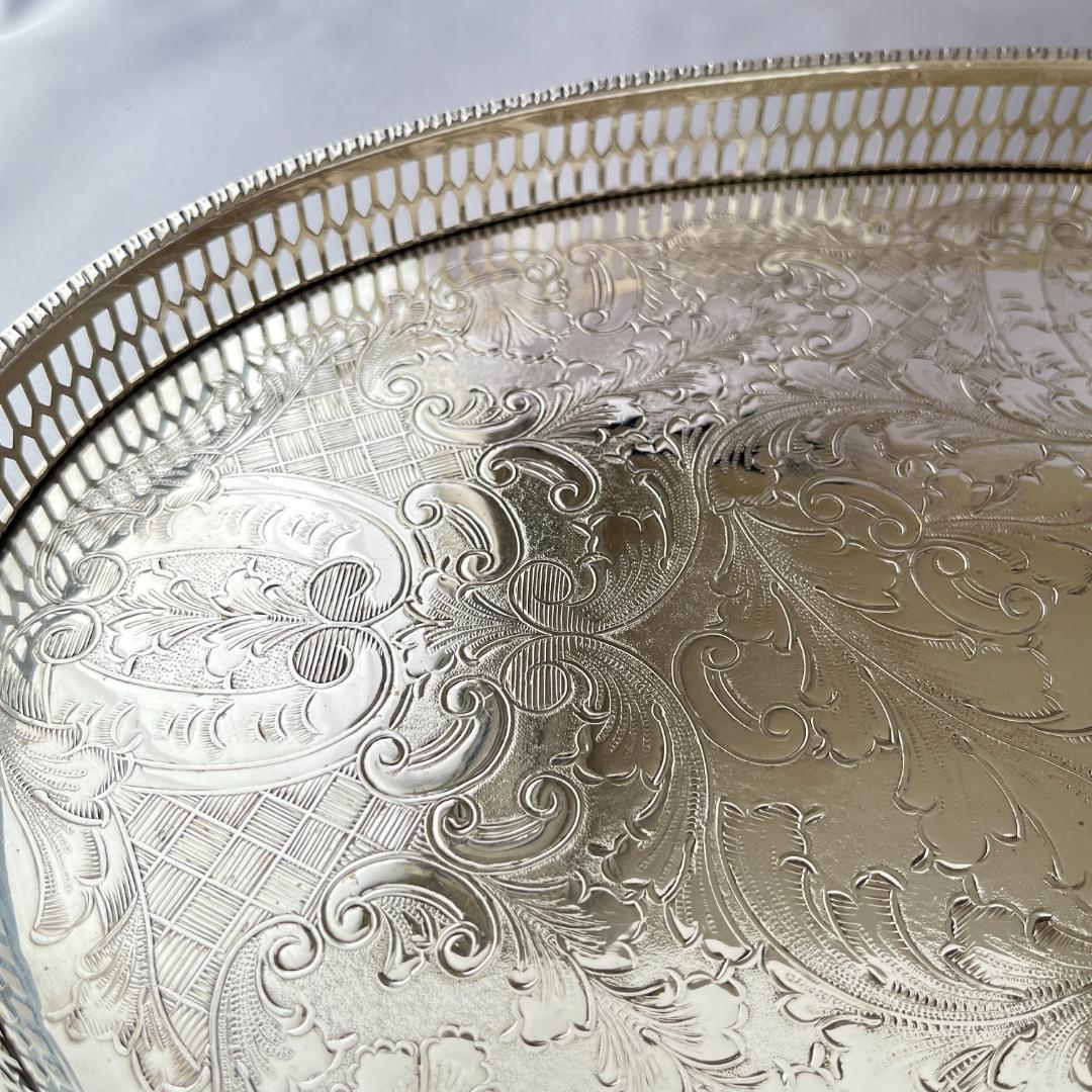 【Viners】 ギャラリートレー オーバル型 38cm 【シルバープレート】