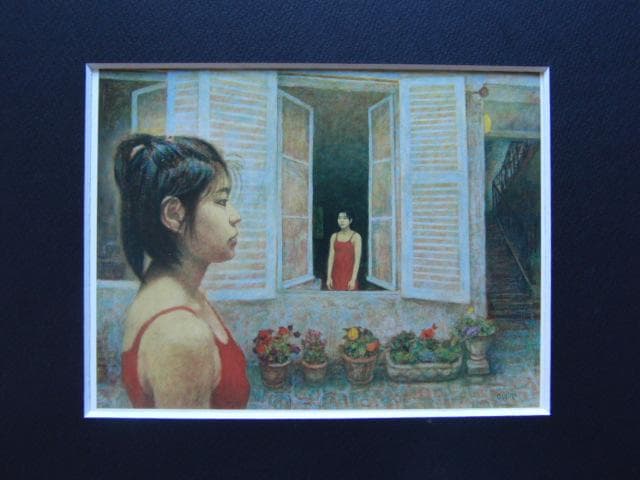 大島誠、【Junwa】、希少な画集画、新品高級額・額装付