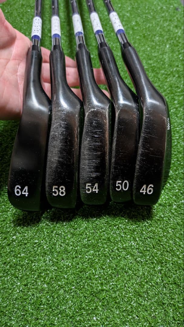 無刻印ウェッジ ブラック 46°50°54°58°64° スチール5本セット