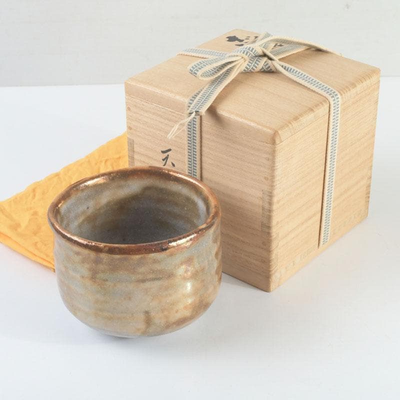 茶道具　天月窯　中村芳楽作　寒あざみ　茶碗　共布共箱　C　9492