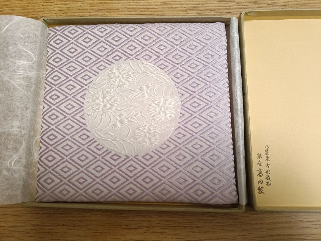 ⑤銀座高田製　茶道用古帛紗 薄紫色 菱形模様