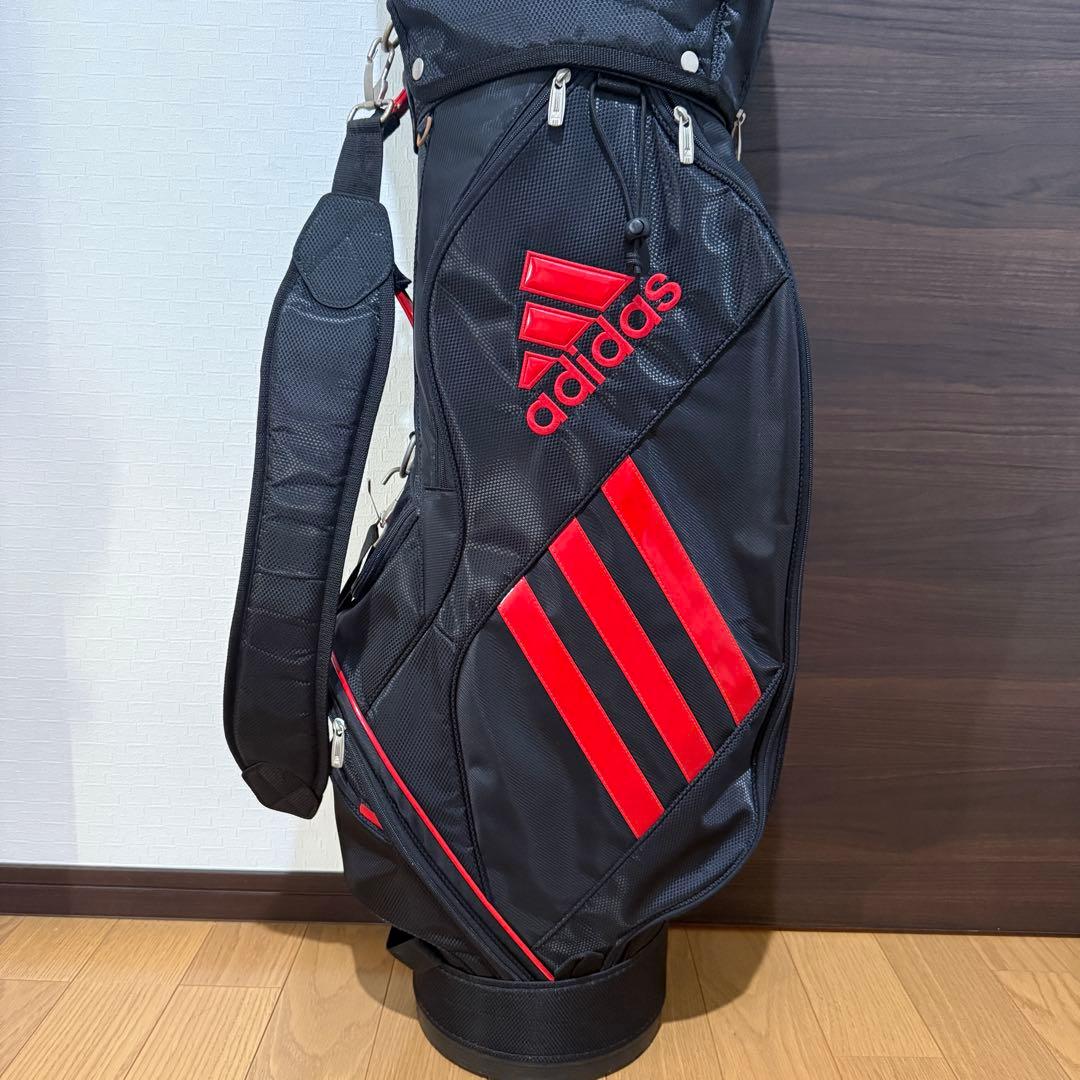 adidas キャディバッグ 黒/赤 ストライプ