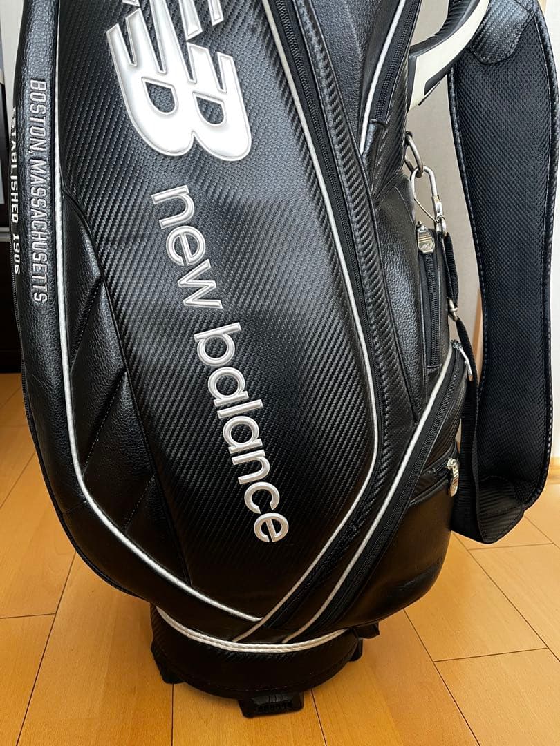 良品　人気ニューバランスゴルフ 9.0型 カート型キャディバッグ 　レザー調　黒