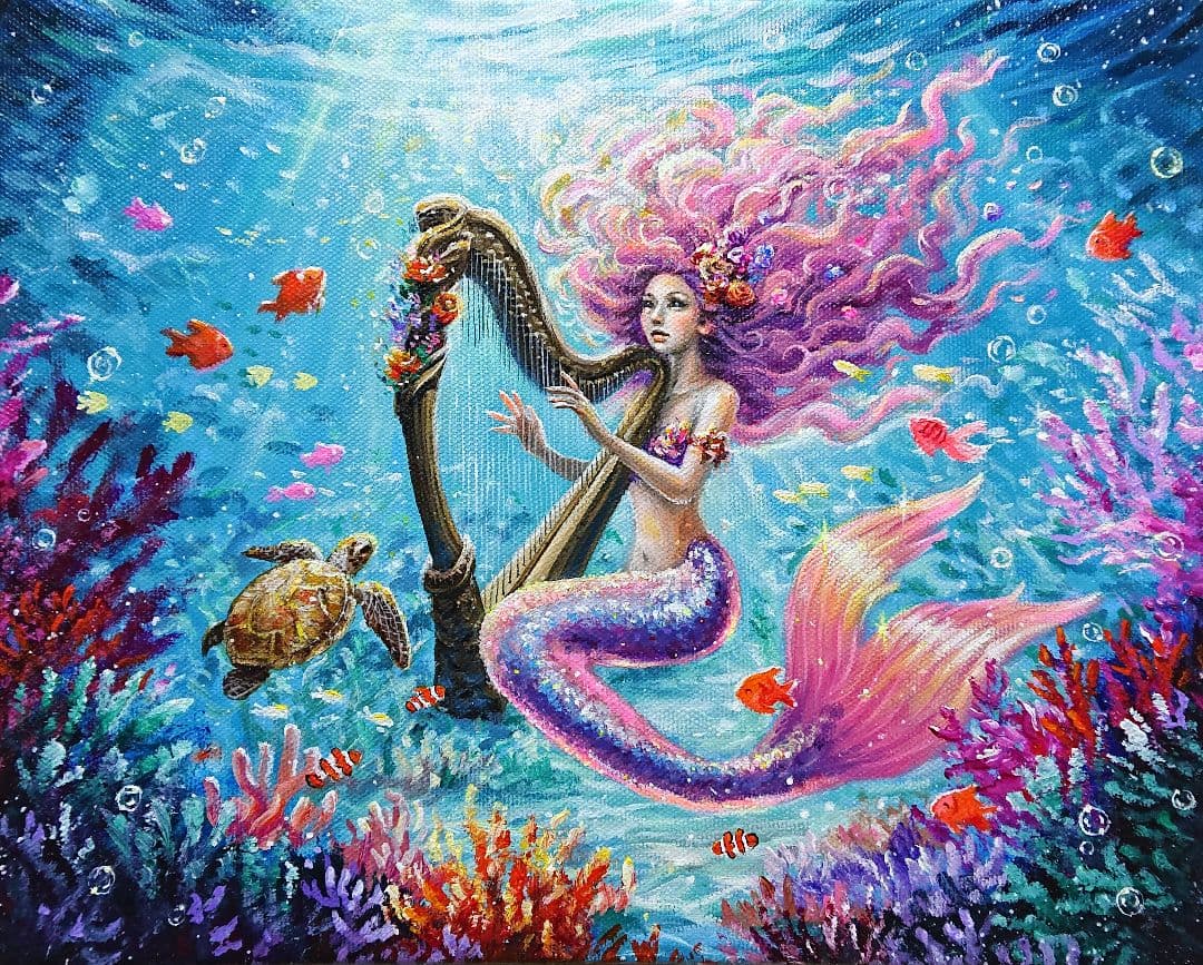 チ*ケ様 【美しい音色】アクリル画 F3 風景画 絵画