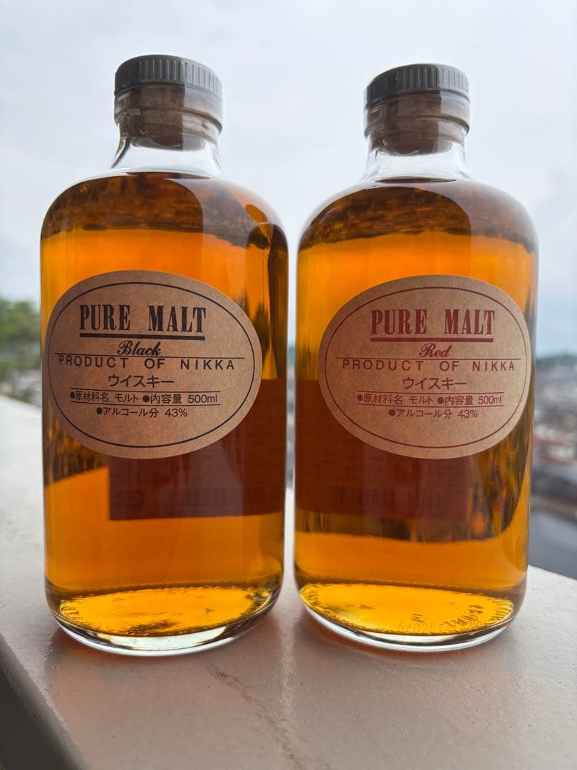 NIKKA ピュアモルトウイスキー 2本セット ブラック・レッド