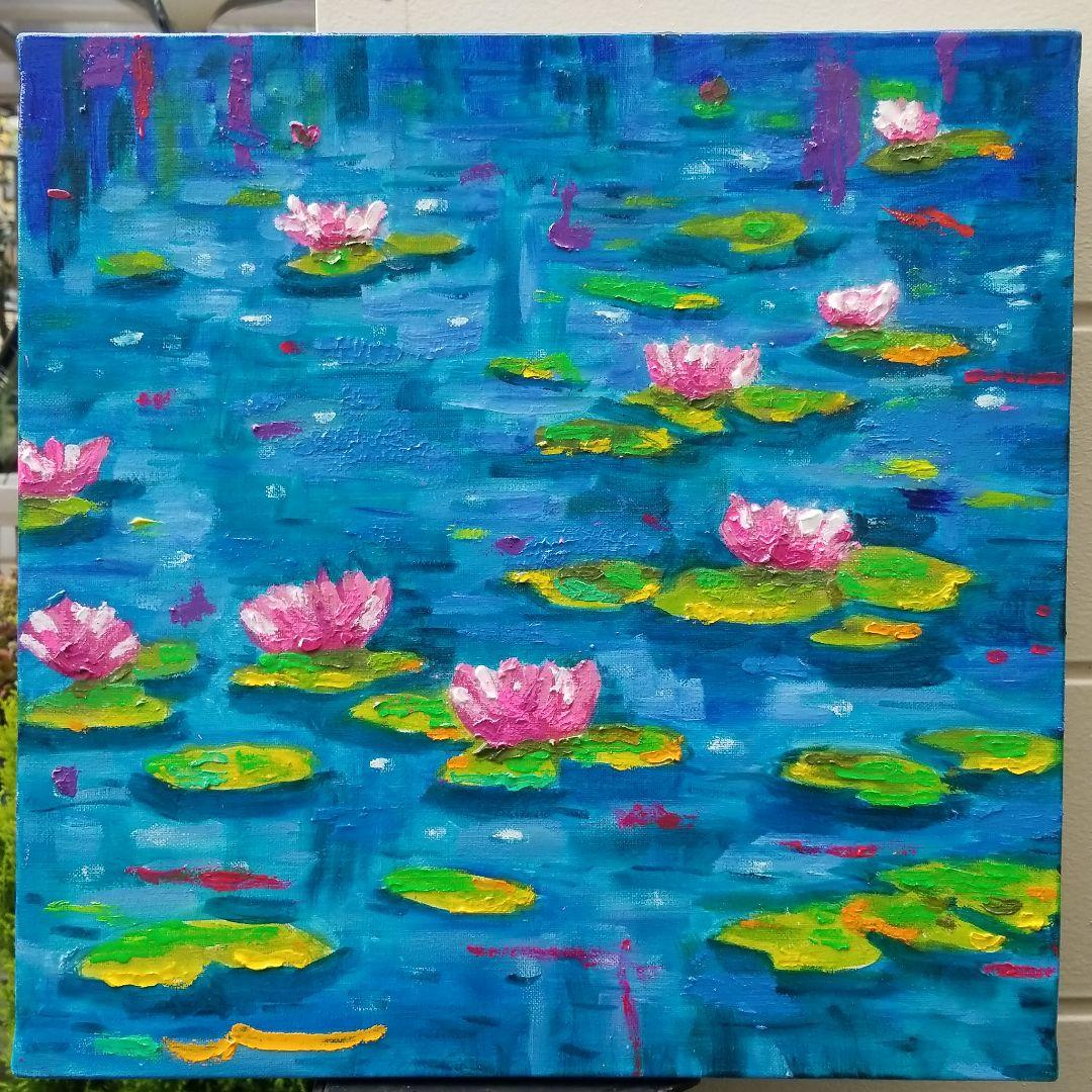 油絵　専用　おだやかな睡蓮の池