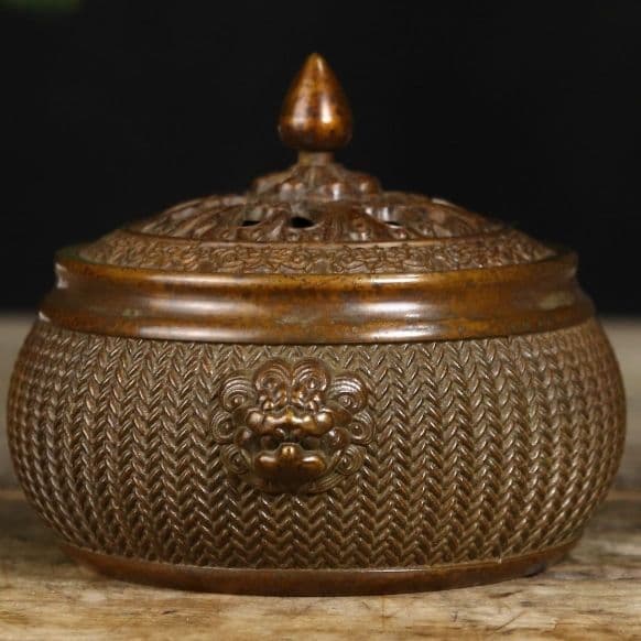 銅器 蘇工 竹編香薫炉 銅香炉 茶道香薫炉 香道具 装飾品 工芸品 置物