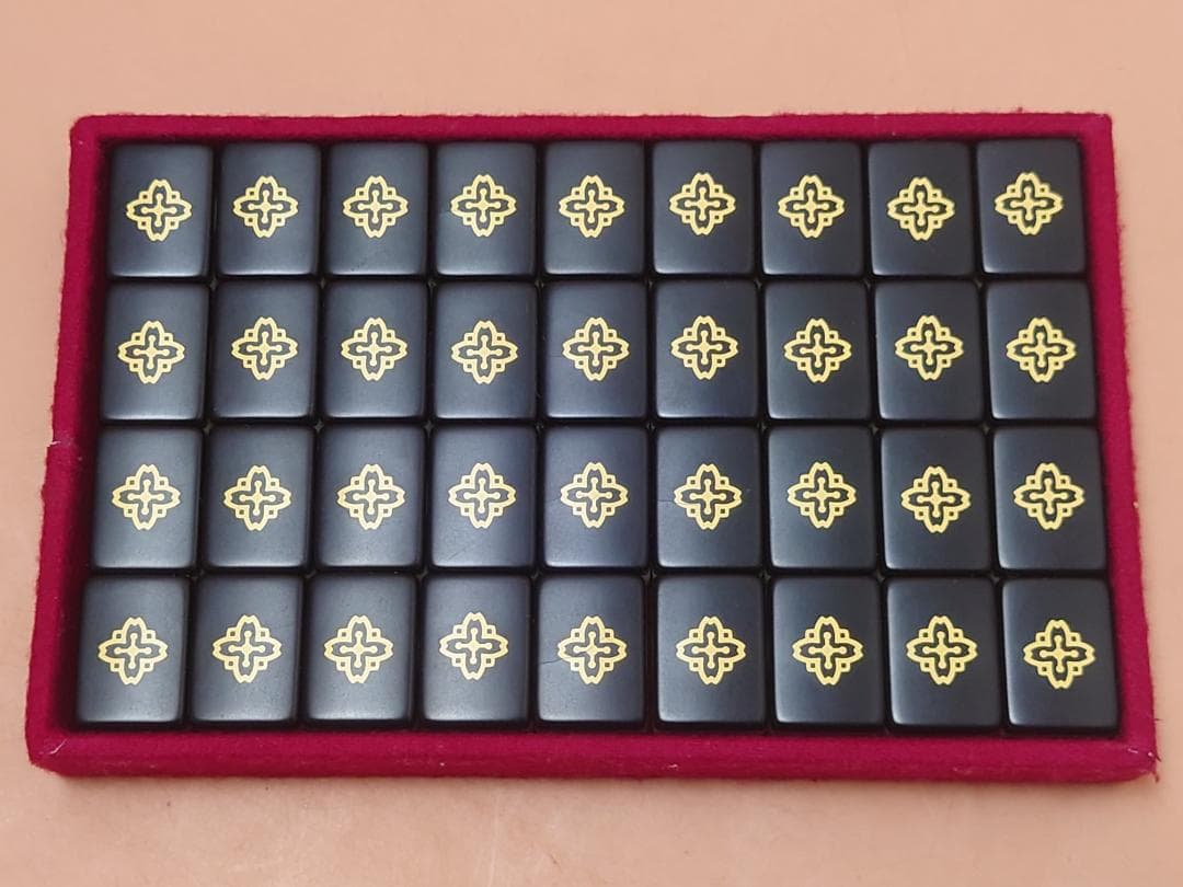 ミズノ丸一 法悦？ 高級麻雀牌 家紋牌 背黒 現状品